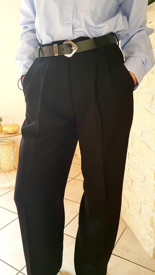 Pantalon tailleur large noir